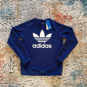 Adidas Originals Blue and White Trefoil Logo Crewneck Sweatshirt Size Medium